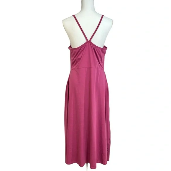 Pact Organic Womens Fit and Flare Midi Dress in Pink/Purple Color Size XL - Picture 6 of 8